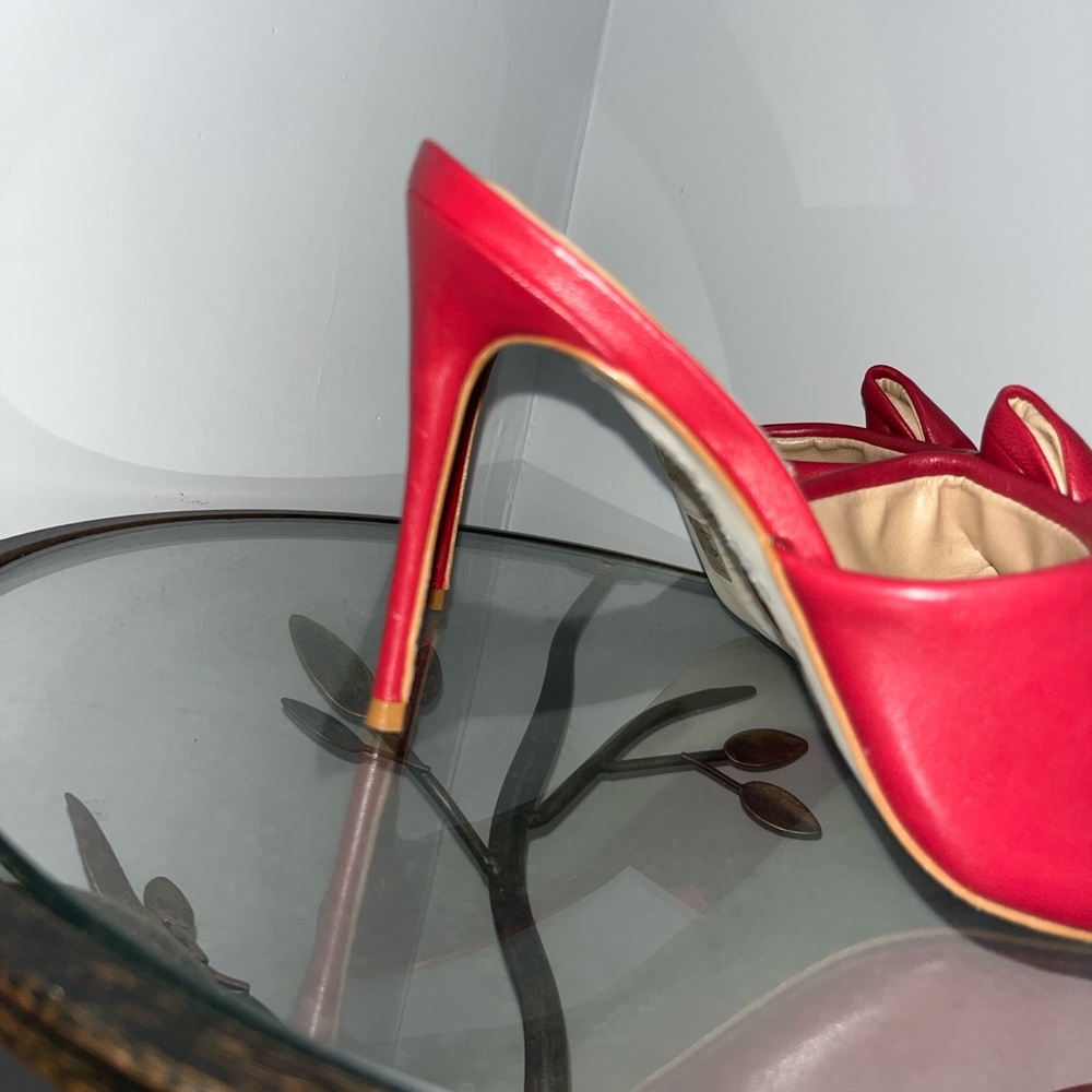 Puffed bow leather stiletto heels - Picture 4 of 5